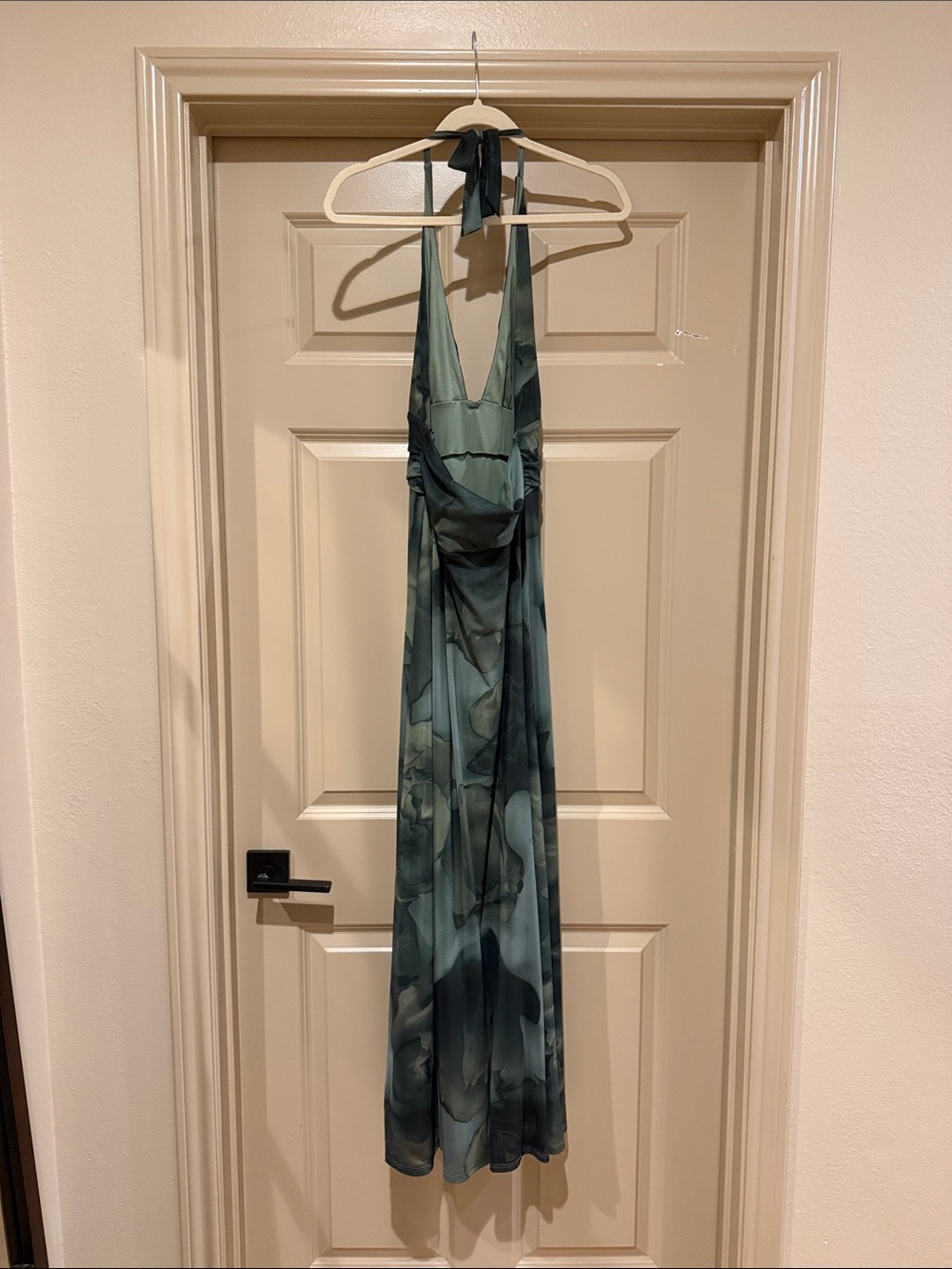 12th Tribe Rosalia Emerald Floral Mesh Halter Maxi Dress - Picture 12 of 12